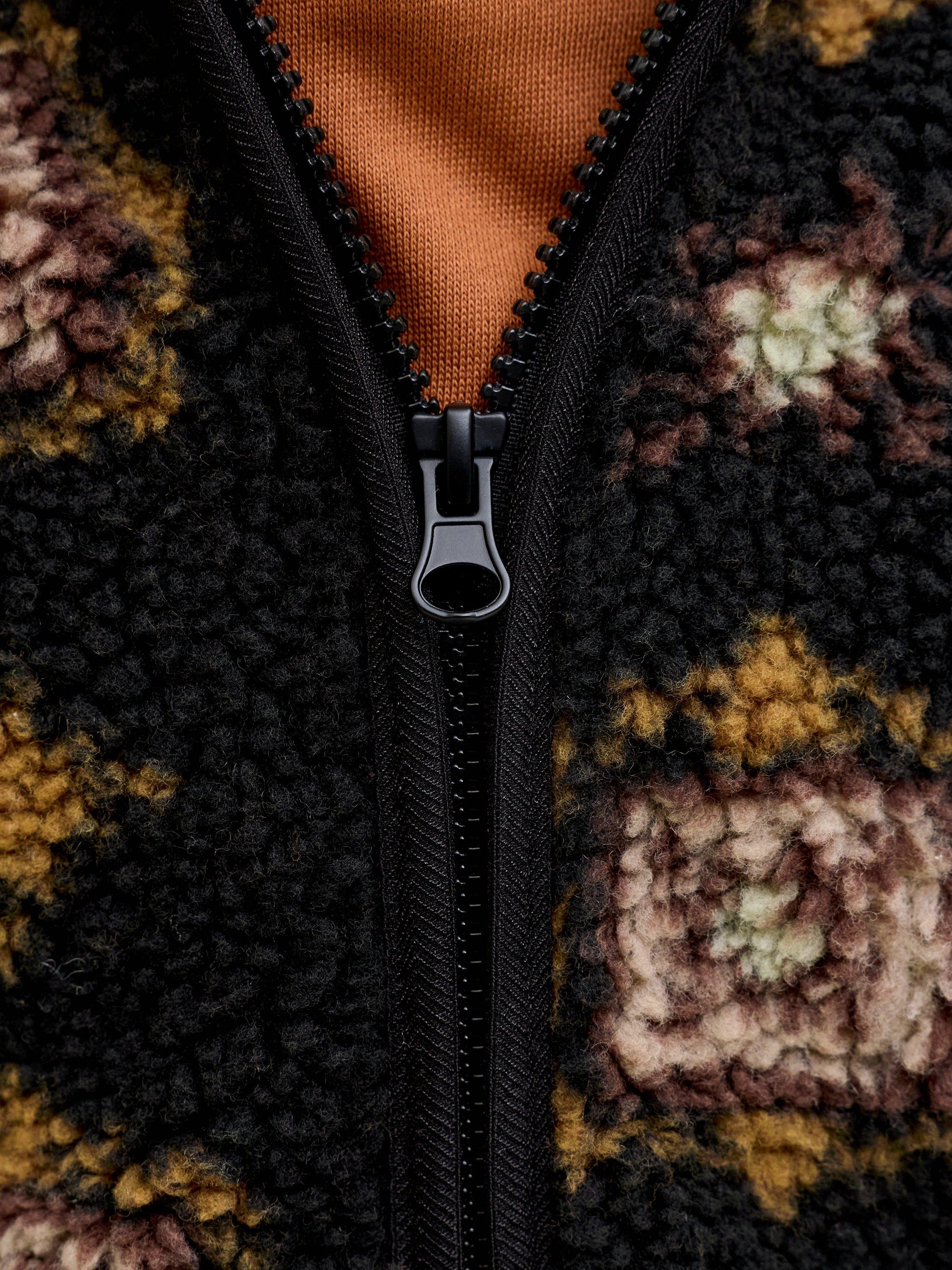 Product image 4 of 7, which shows Jack & Jones Kids' Teddy High Neck Zipped Jacket, Black/Multi, 8 years