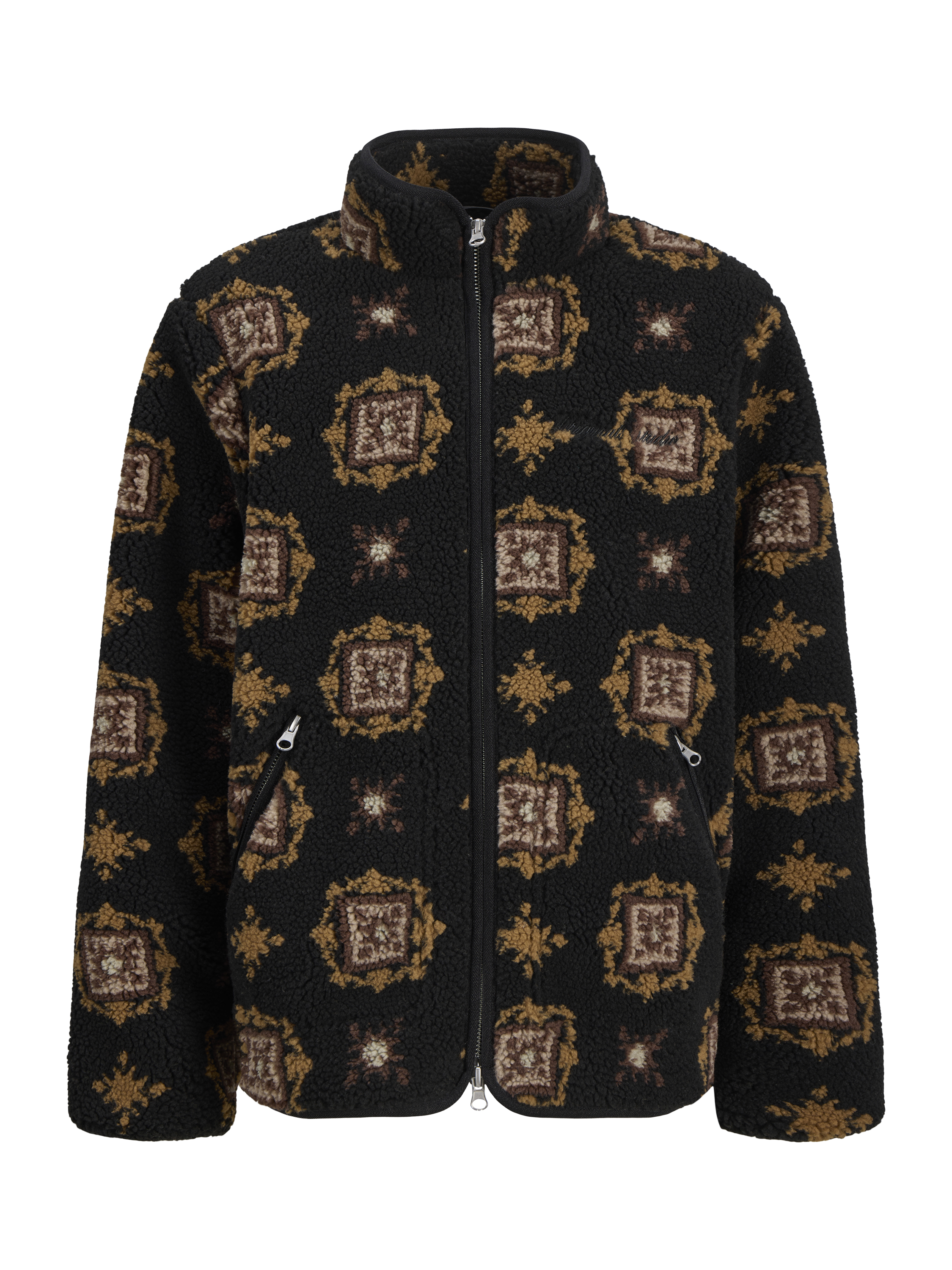 Product image 7 of 7, which shows Jack & Jones Kids' Teddy High Neck Zipped Jacket, Black/Multi, 8 years