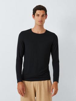 John Lewis Thermal Crew Neck Long Sleeve T-Shirt, Black, Black Black