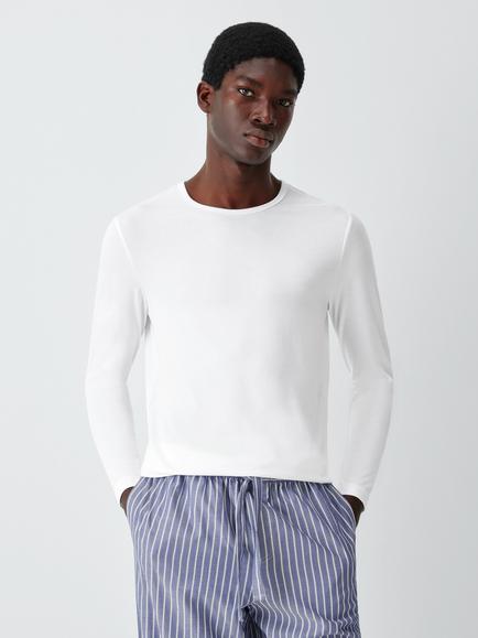 John Lewis Thermal Crew Neck Long Sleeve T-Shirt, White, White White