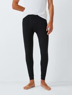 John Lewis Thermal Jersey Long Johns, Black, Black Black