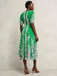 Hobbs Petite Ana Floral Pure Silk Dress, Green/Pink
