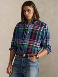 Polo Ralph Lauren Washed Cotton Regular Fit Plaid Check Oxford Shirt, 6891 Blue Red Multi