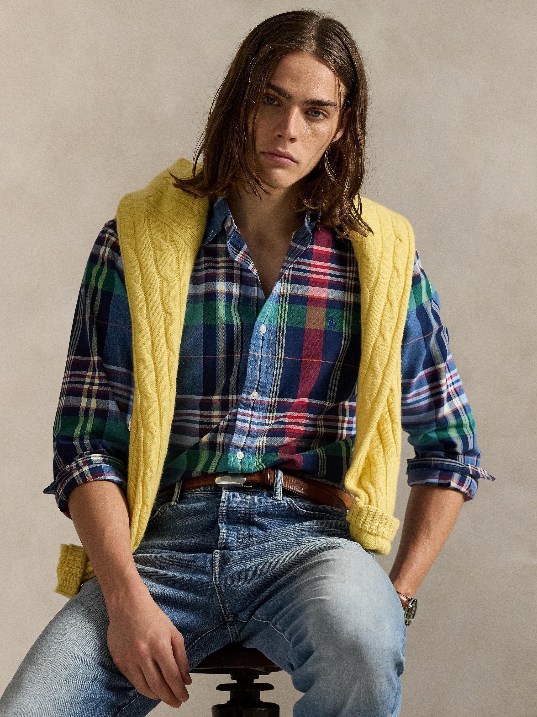 Product image 3 of 5, which shows Polo Ralph Lauren Washed Cotton Regular Fit Plaid Check Oxford Shirt, 6891 Blue Red Multi, S