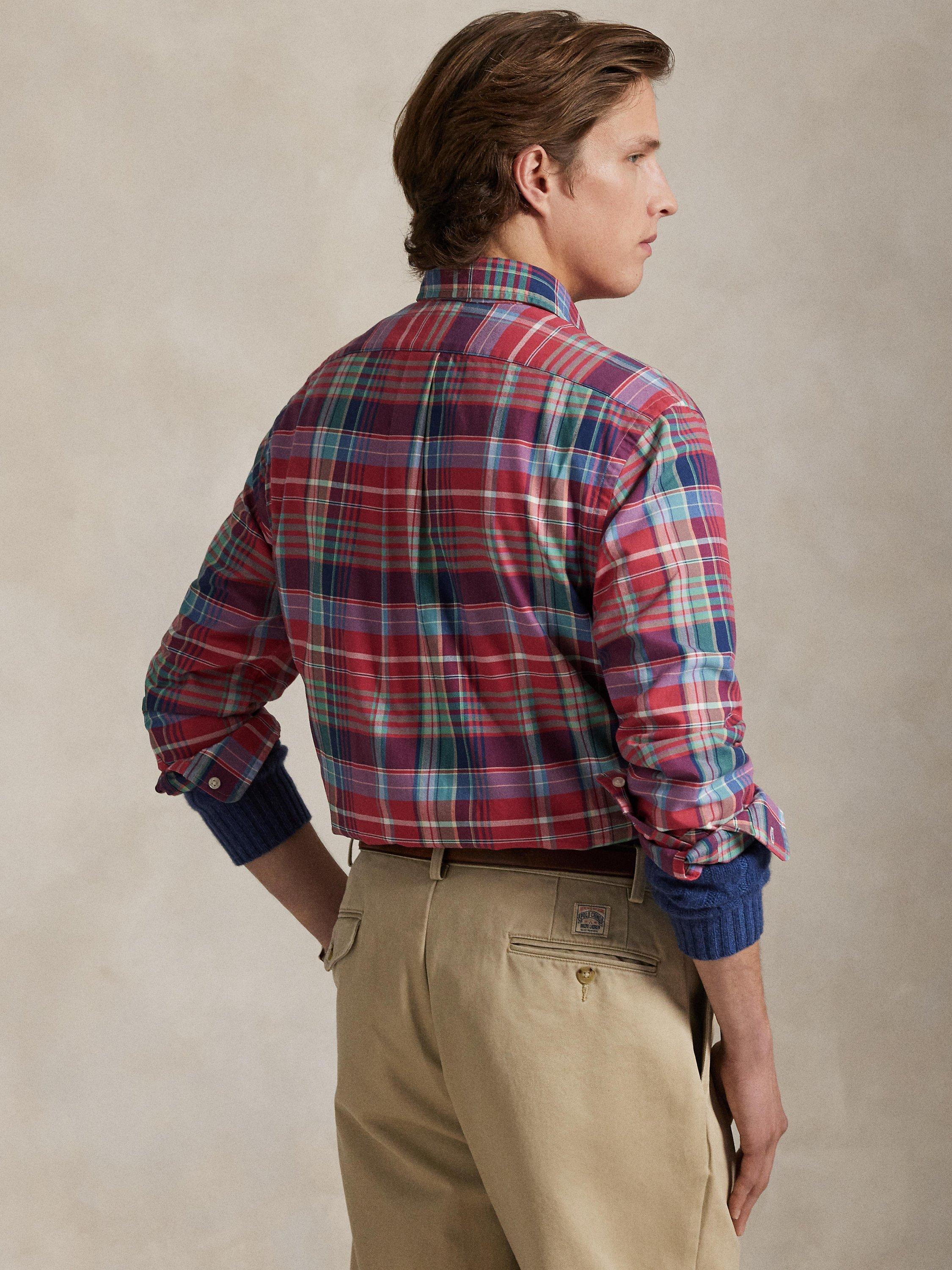 Product image 2 of 6, which shows Polo Ralph Lauren Cotton Custom Slim Fit Check Oxford Shirt, 6894b Red Green Mult, S