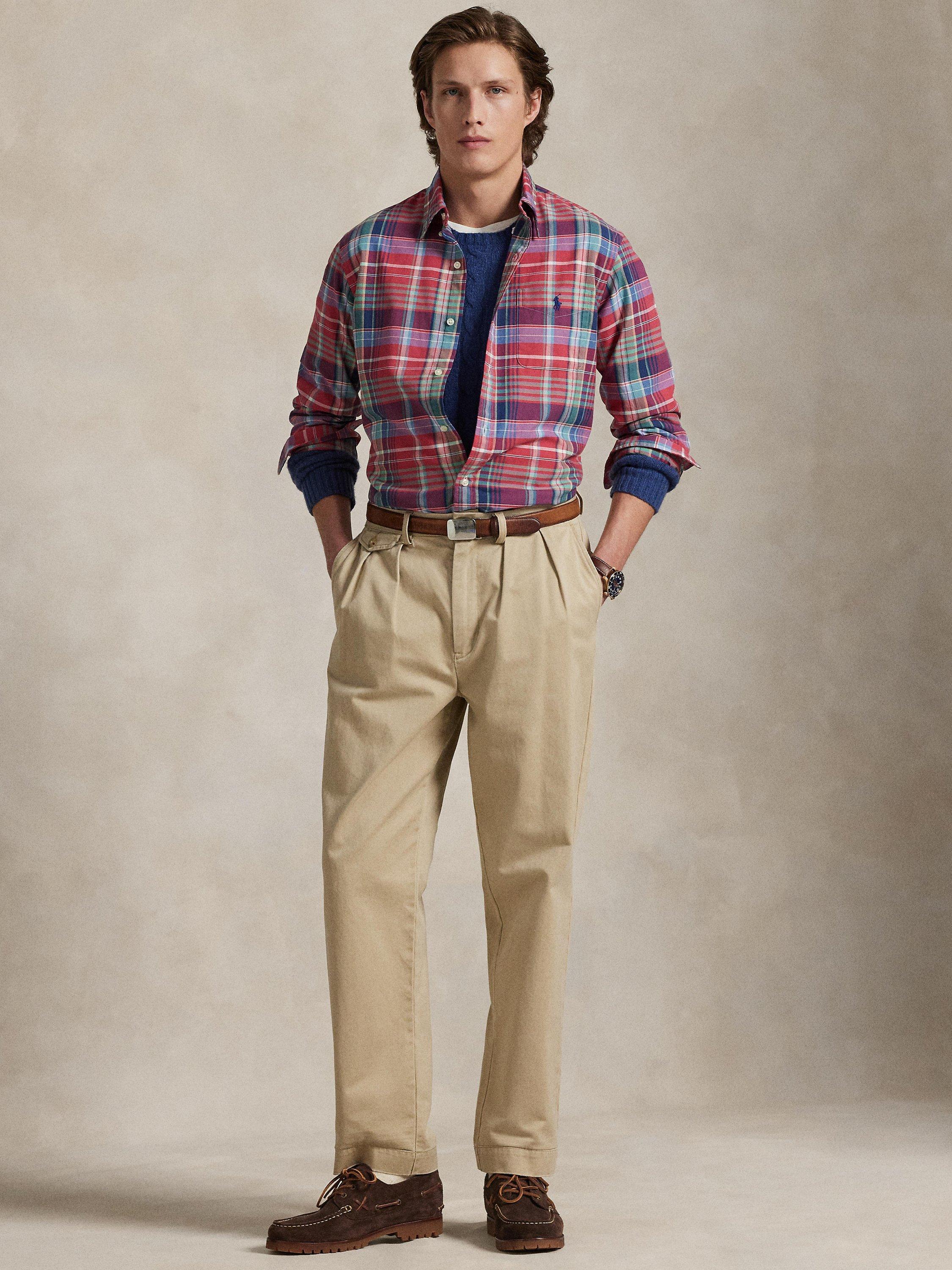 Product image 5 of 6, which shows Polo Ralph Lauren Cotton Custom Slim Fit Check Oxford Shirt, 6894b Red Green Mult, S