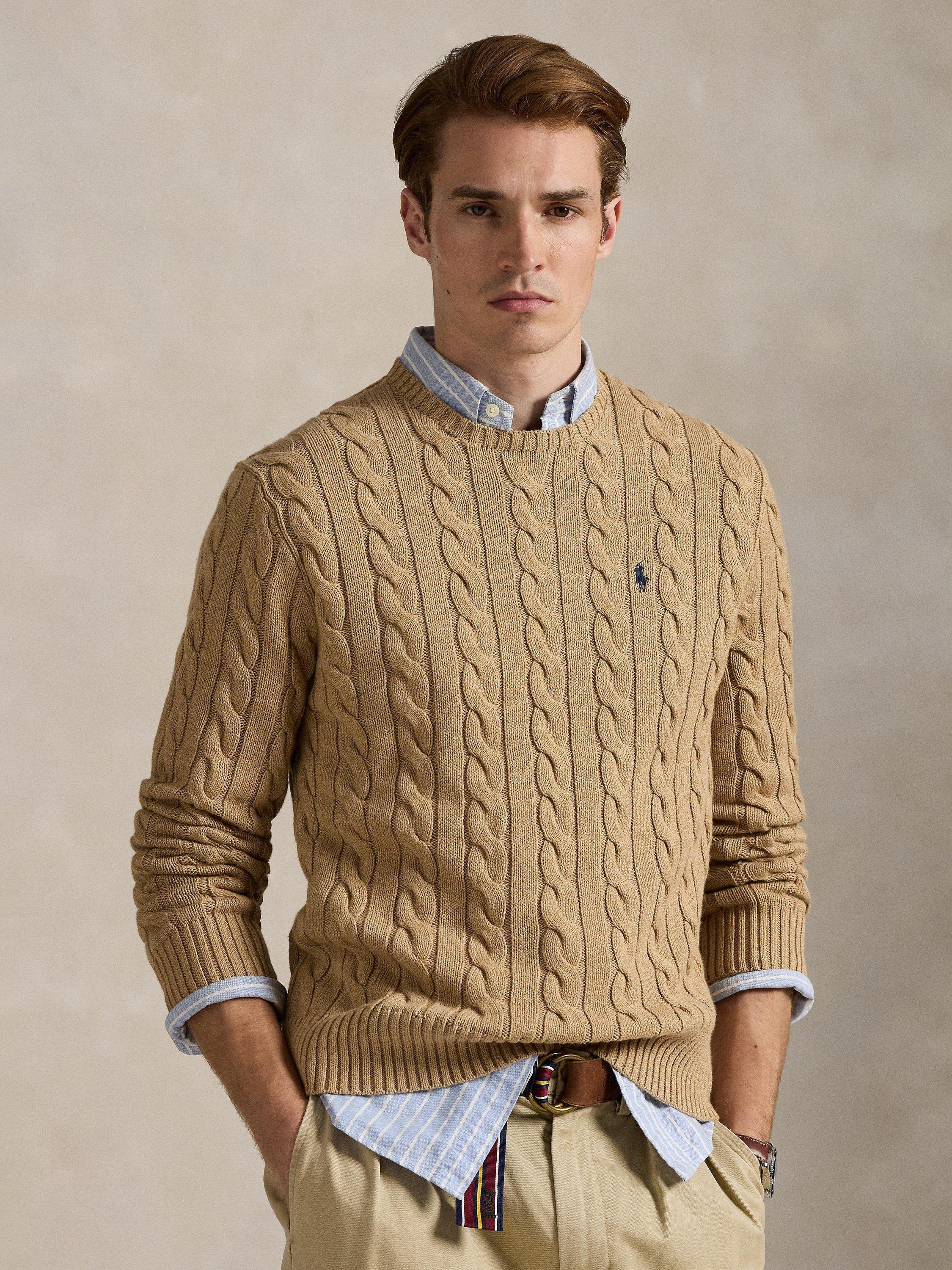 Polo Ralph Lauren Cotton Cable Knit Sweater, Camel Melange