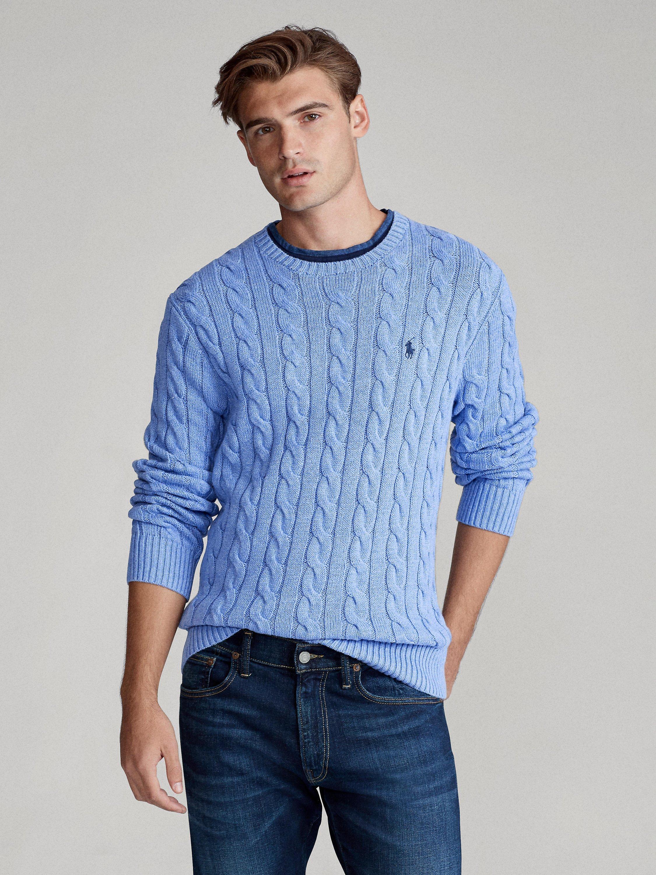 Product image 1 of 6, which shows Polo Ralph Lauren Cotton Cable Knit Sweater, Blue Royal, L