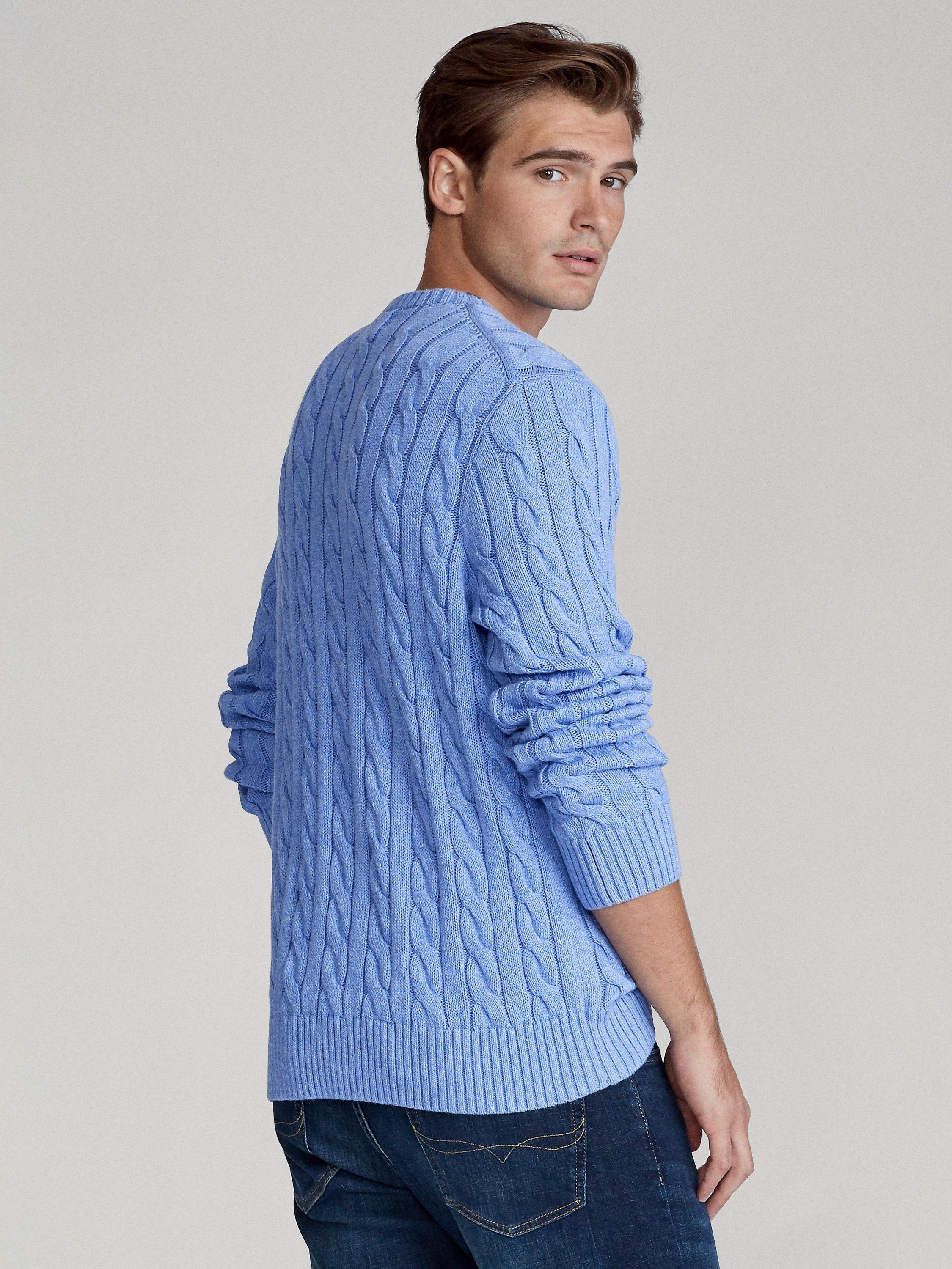 Product image 2 of 6, which shows Polo Ralph Lauren Cotton Cable Knit Sweater, Blue Royal, L