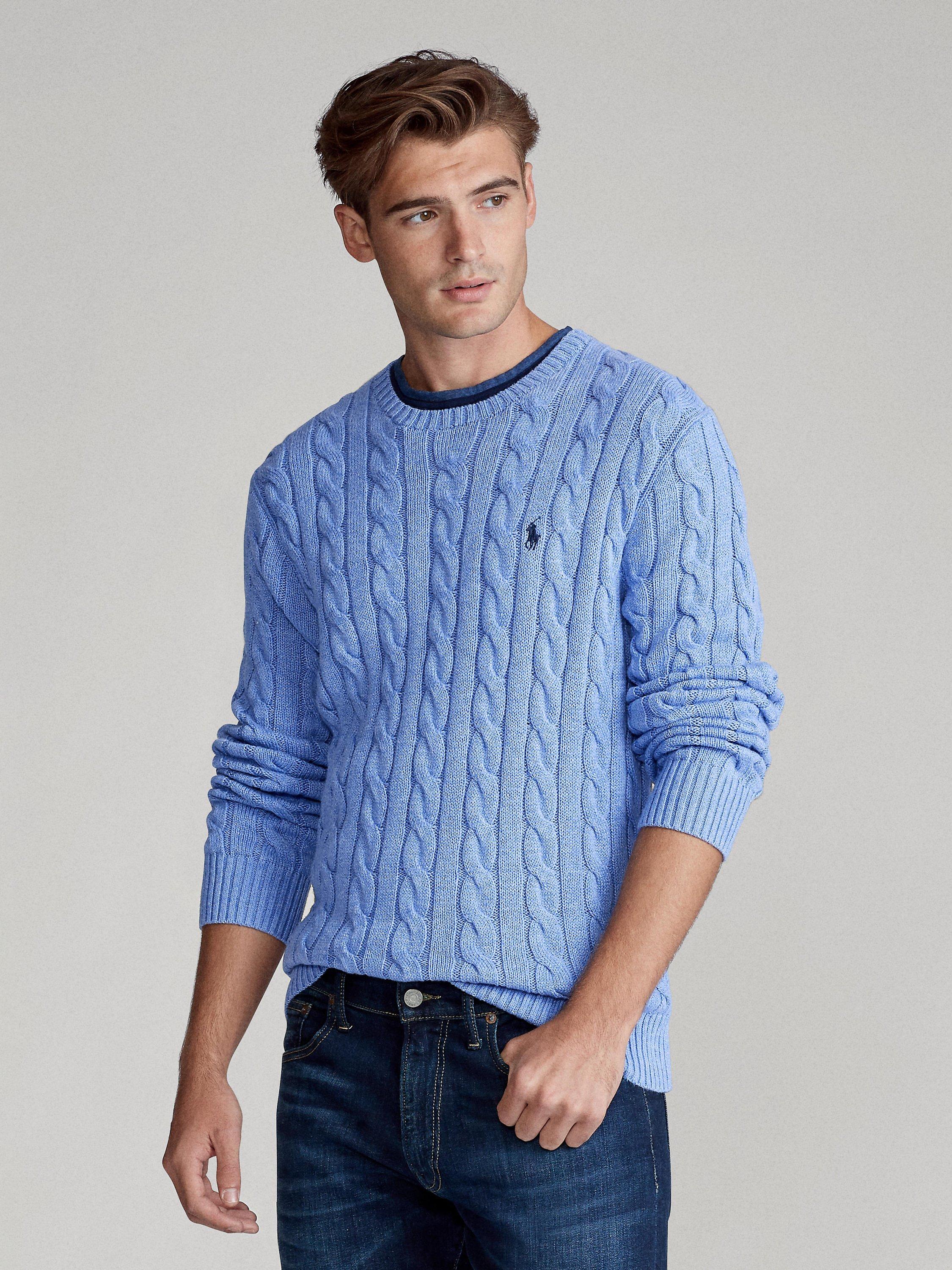Product image 3 of 6, which shows Polo Ralph Lauren Cotton Cable Knit Sweater, Blue Royal, L