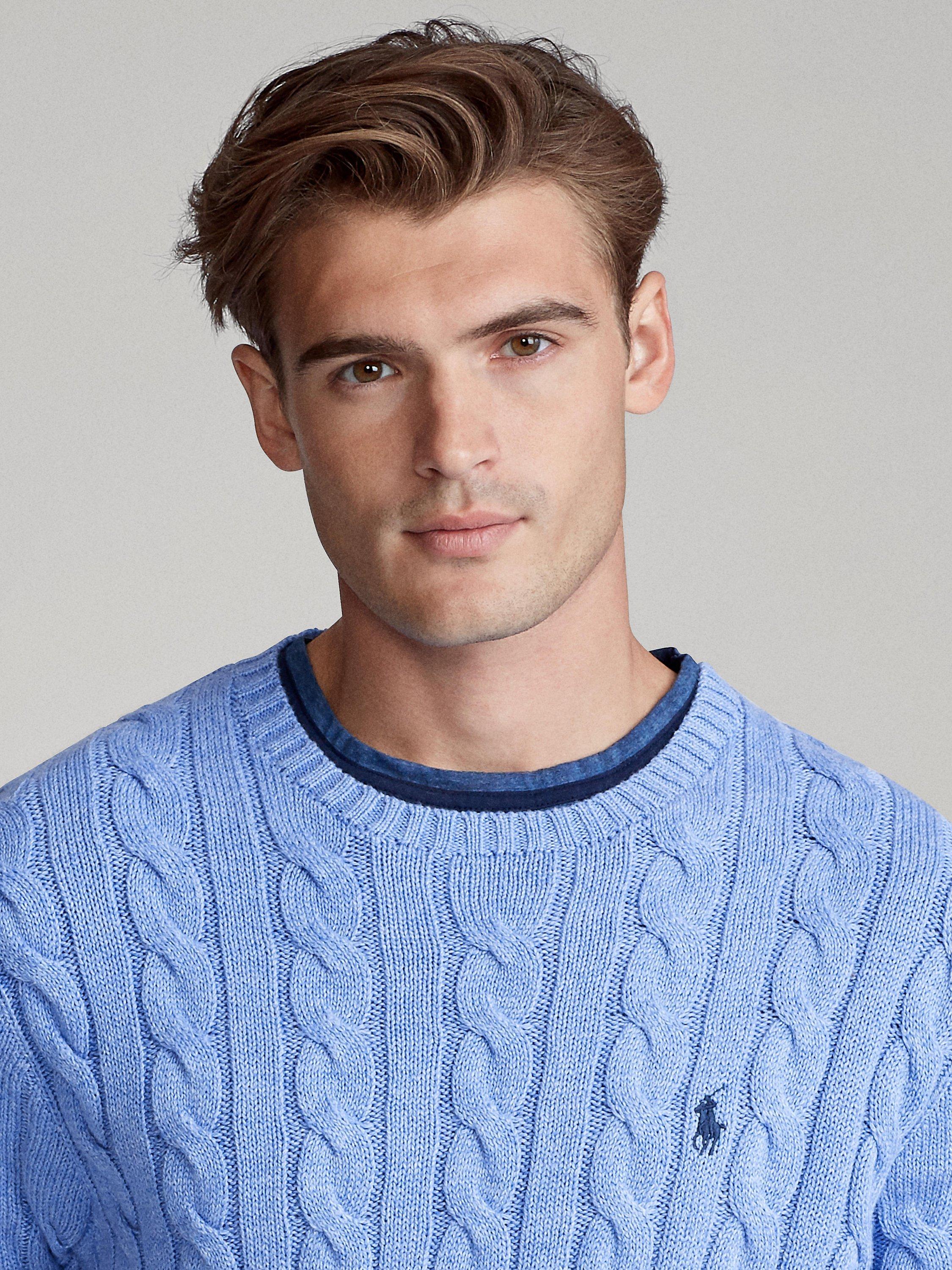 Product image 4 of 6, which shows Polo Ralph Lauren Cotton Cable Knit Sweater, Blue Royal, L