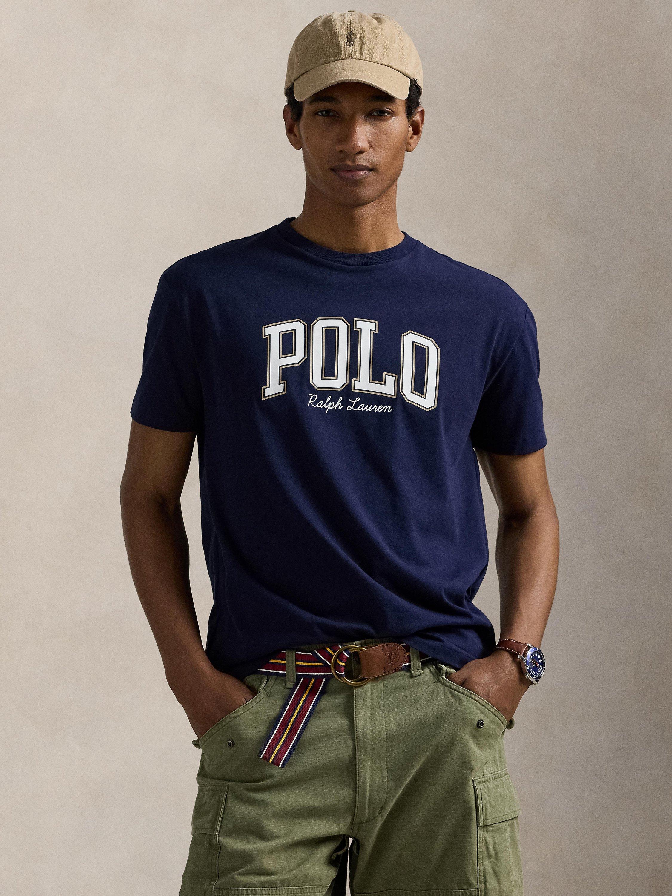 Product image 1 of 5, which shows Polo Ralph Lauren Cotton Custom Slim Fit Graphic Logo T-Shirt, Cla Wine/Troph Cream, S
