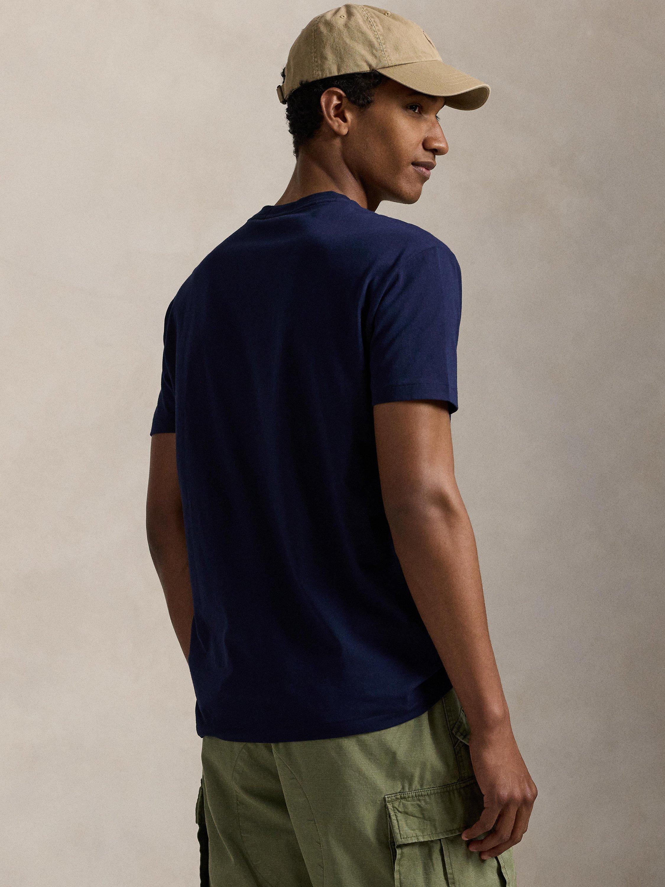 Product image 2 of 5, which shows Polo Ralph Lauren Cotton Custom Slim Fit Graphic Logo T-Shirt, Cla Wine/Troph Cream, S