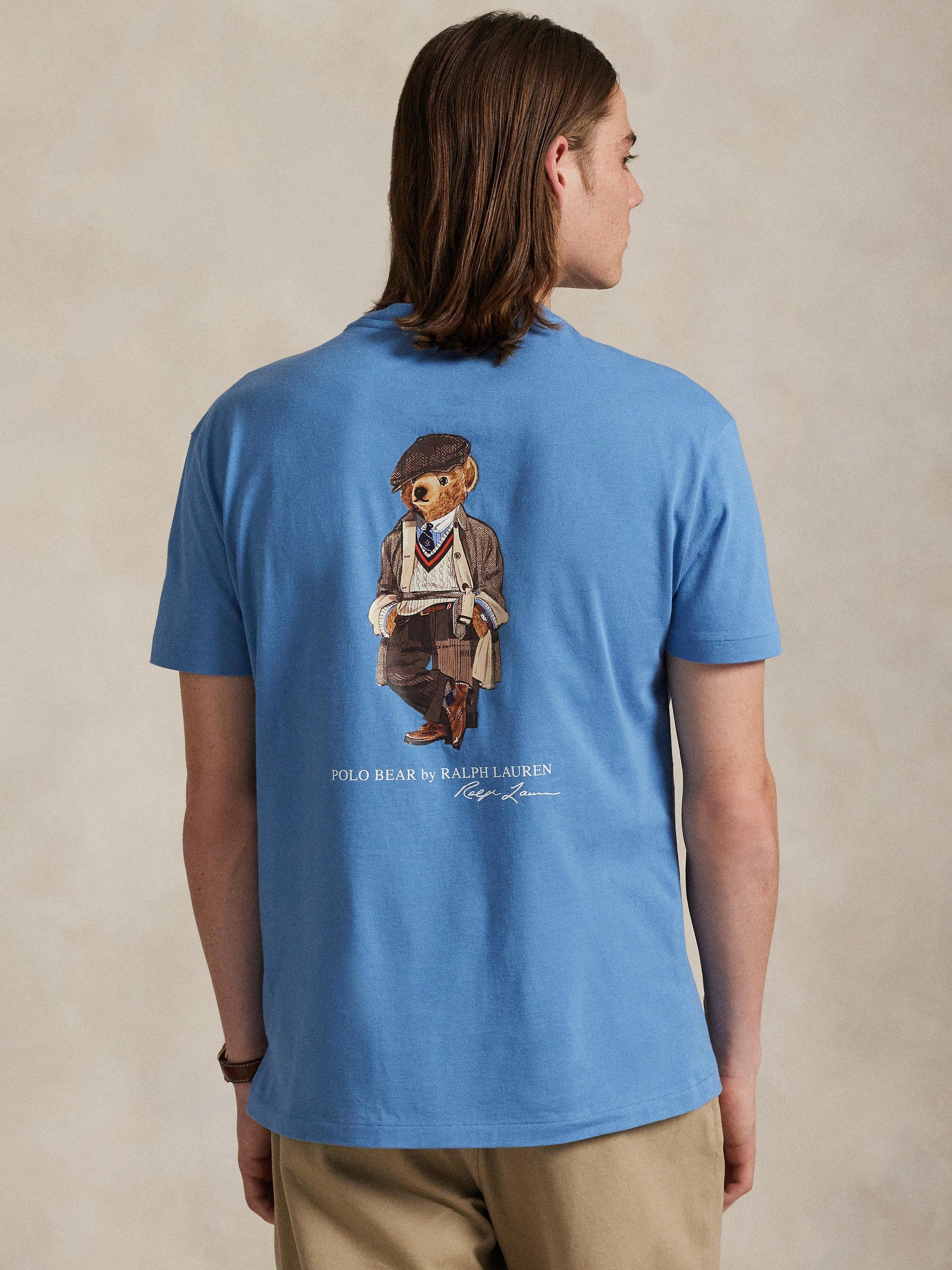 Product image 2 of 6, which shows Polo Ralph Lauren Cotton Custom Slim Fit Polo Bear T-Shirt, Soft Royal Heather, S