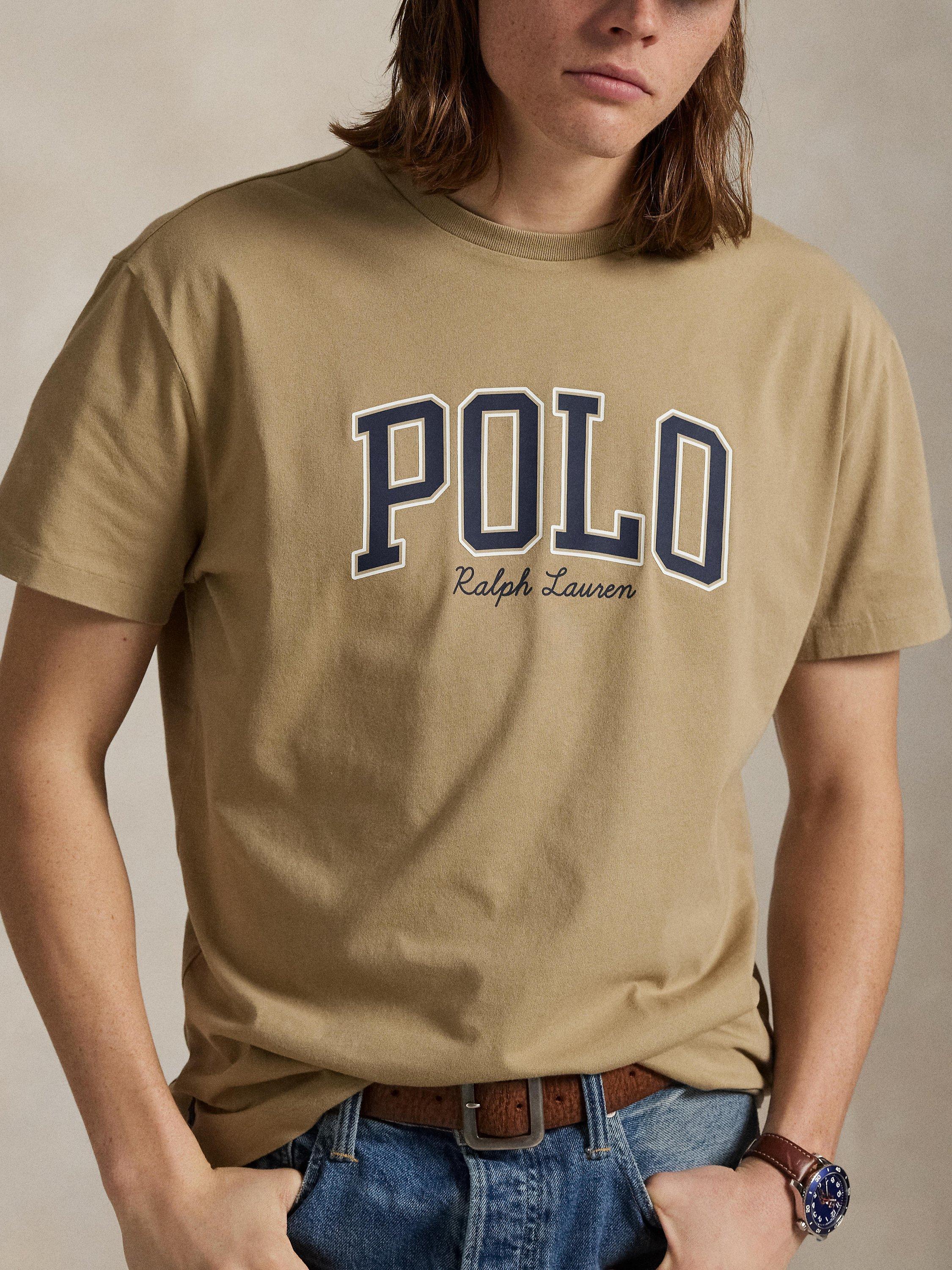 Product image 3 of 5, which shows Polo Ralph Lauren Cotton Custom Slim Fit Script Logo T-Shirt, Vintage Pine, S