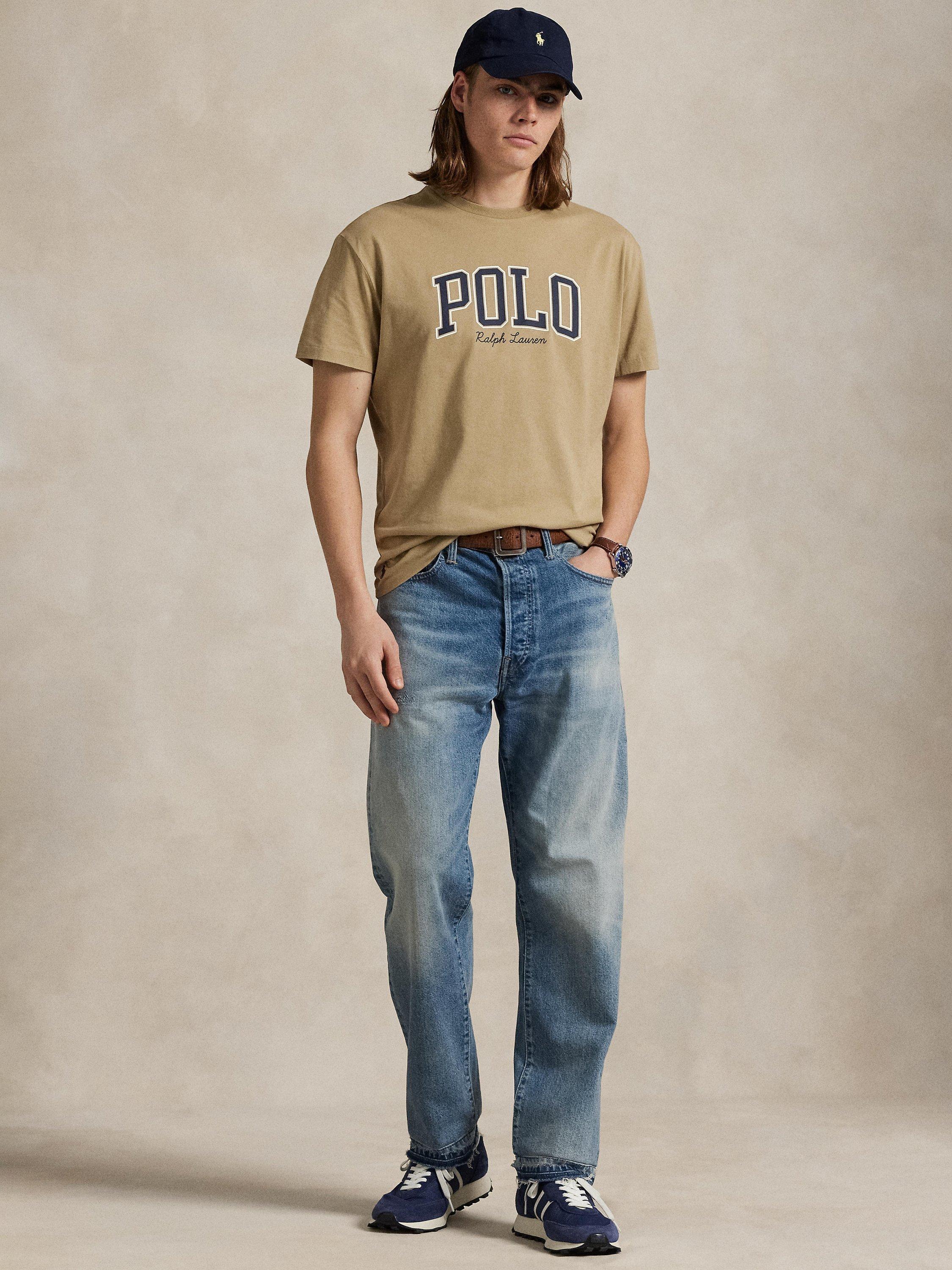 Product image 4 of 5, which shows Polo Ralph Lauren Cotton Custom Slim Fit Script Logo T-Shirt, Vintage Pine, S