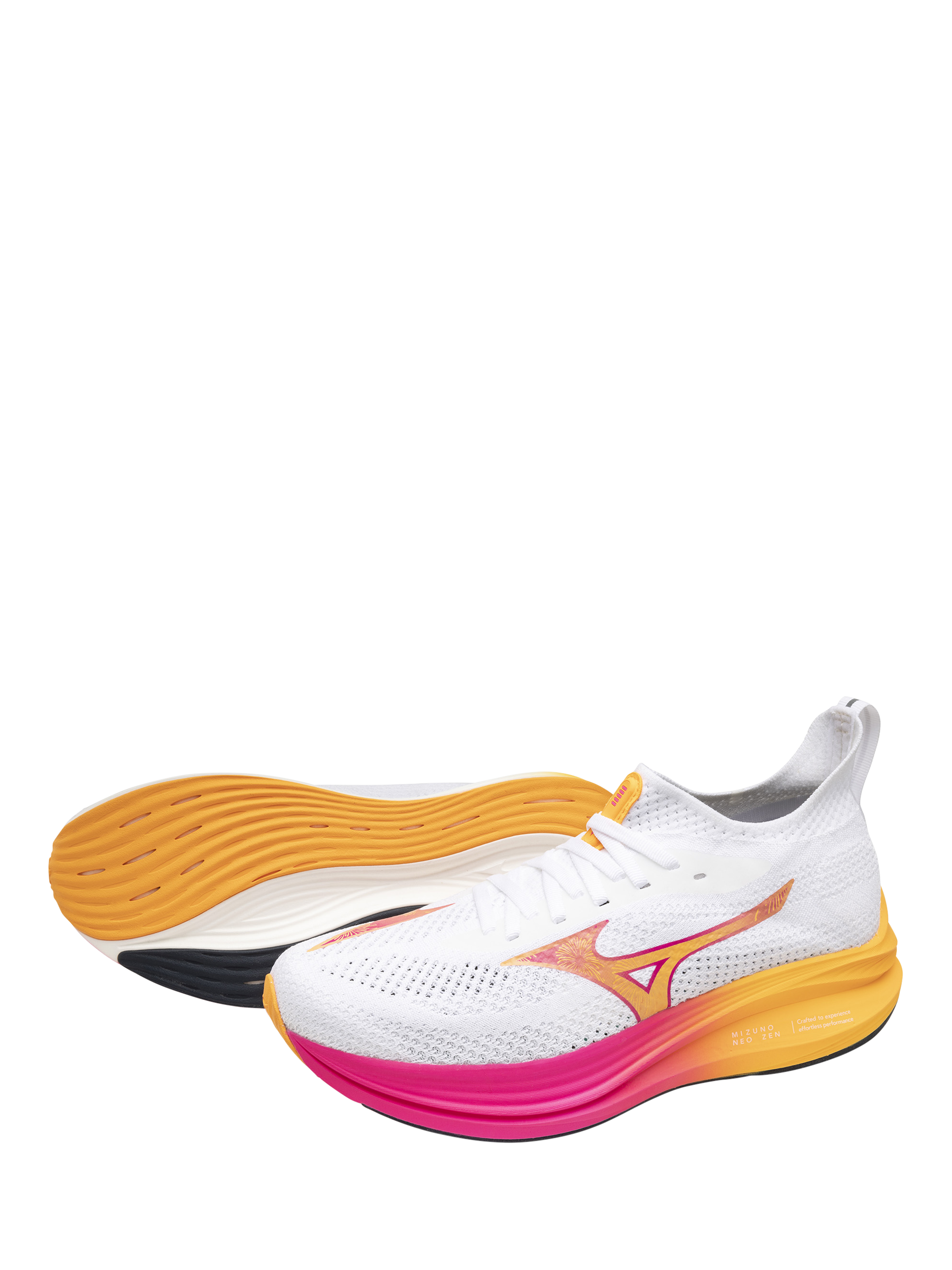 Product image 4 of 11, which shows Mizuno Neo Zen Running Shoes, White/Tang Orange, 4.5