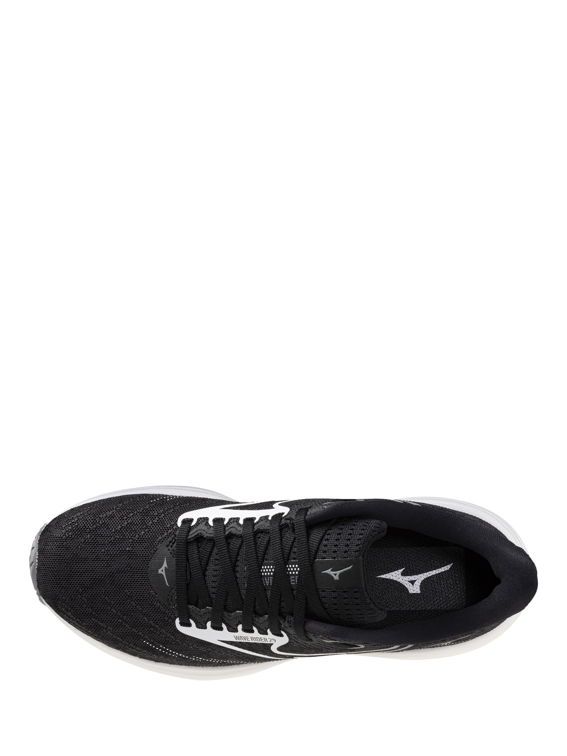 Product image 6 of 10, which shows Mizuno Wave Rider 29 Running Shoes, Black Sand/White, 4