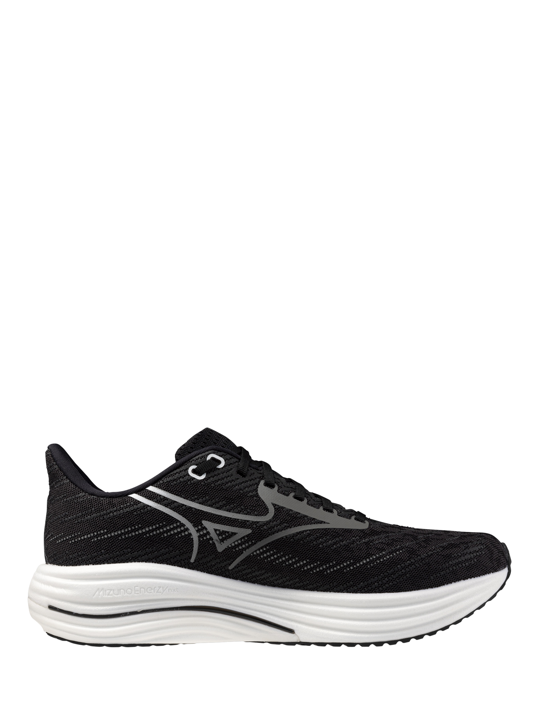 Product image 1 of 9, which shows Mizuno Wave Rider 29 Running Shoes, Black Sand/Shade, 7