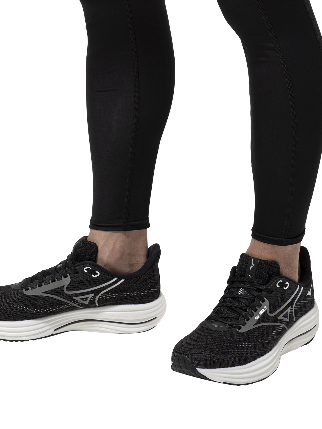 Product image 2 of 9, which shows Mizuno Wave Rider 29 Running Shoes, Black Sand/Shade, 7