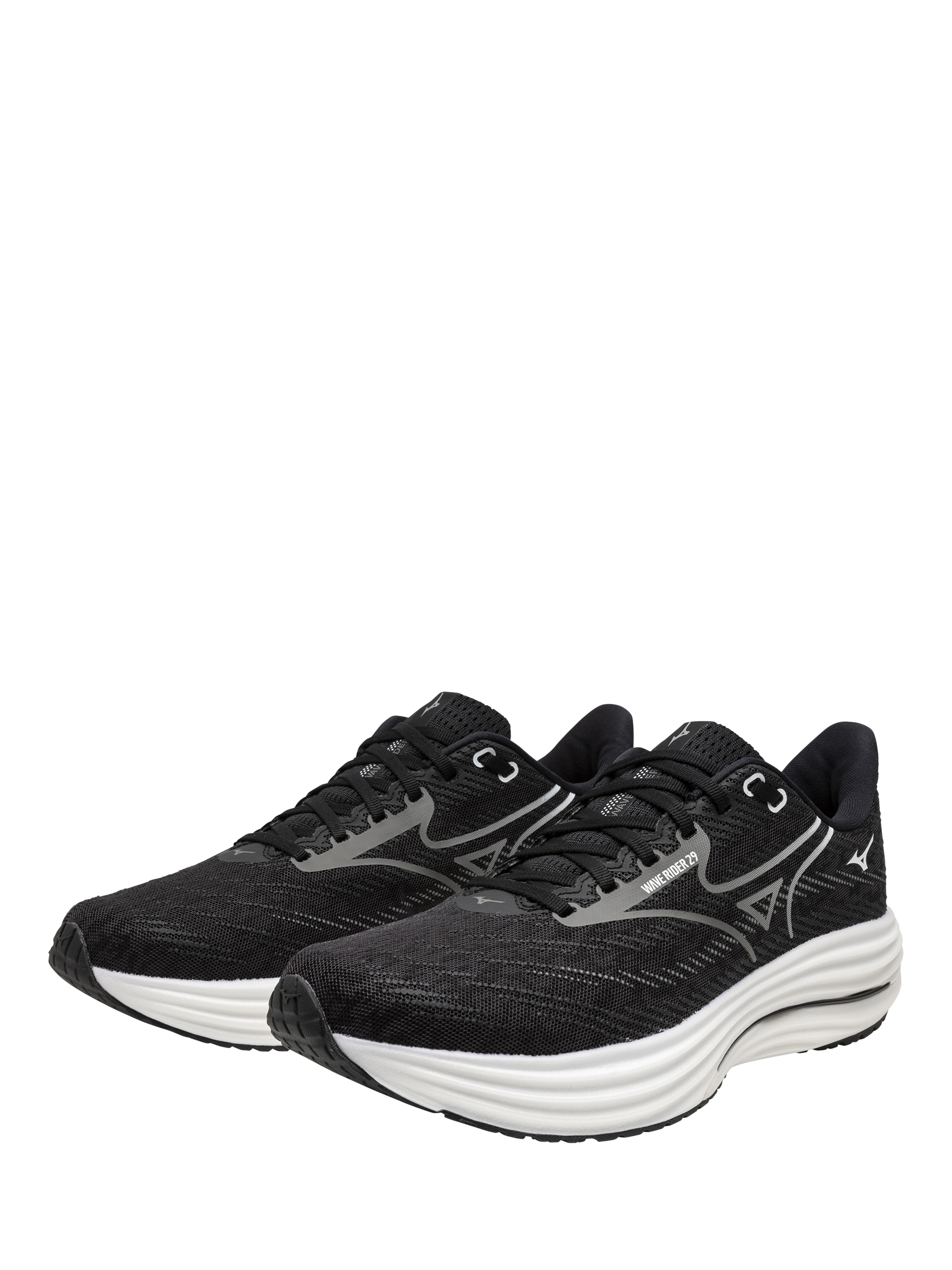 Product image 3 of 9, which shows Mizuno Wave Rider 29 Running Shoes, Black Sand/Shade, 7