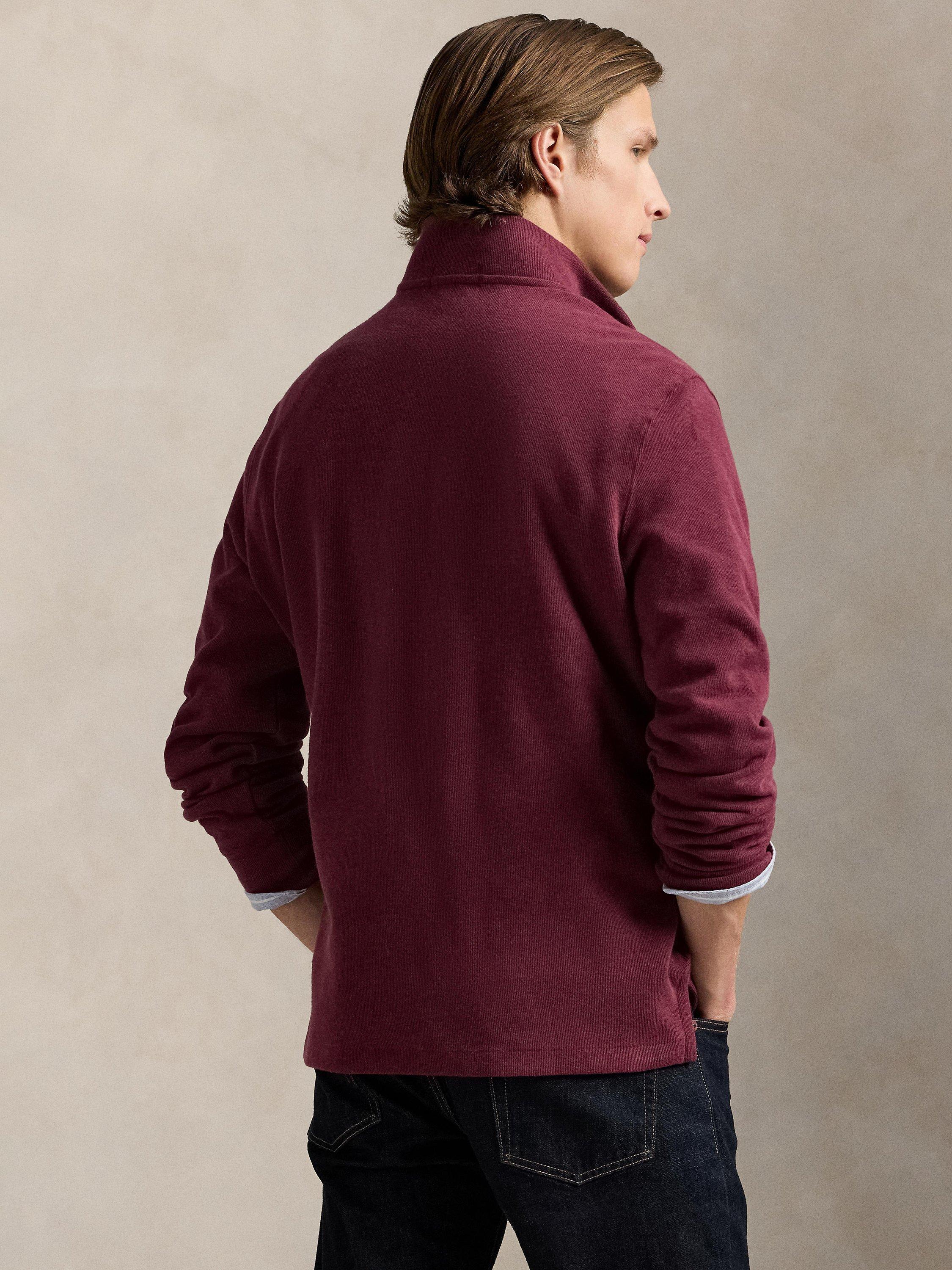 Product image 2 of 6, which shows Polo Ralph Lauren Quarter Zip Estate Rib Pullover Sweater, Red, L