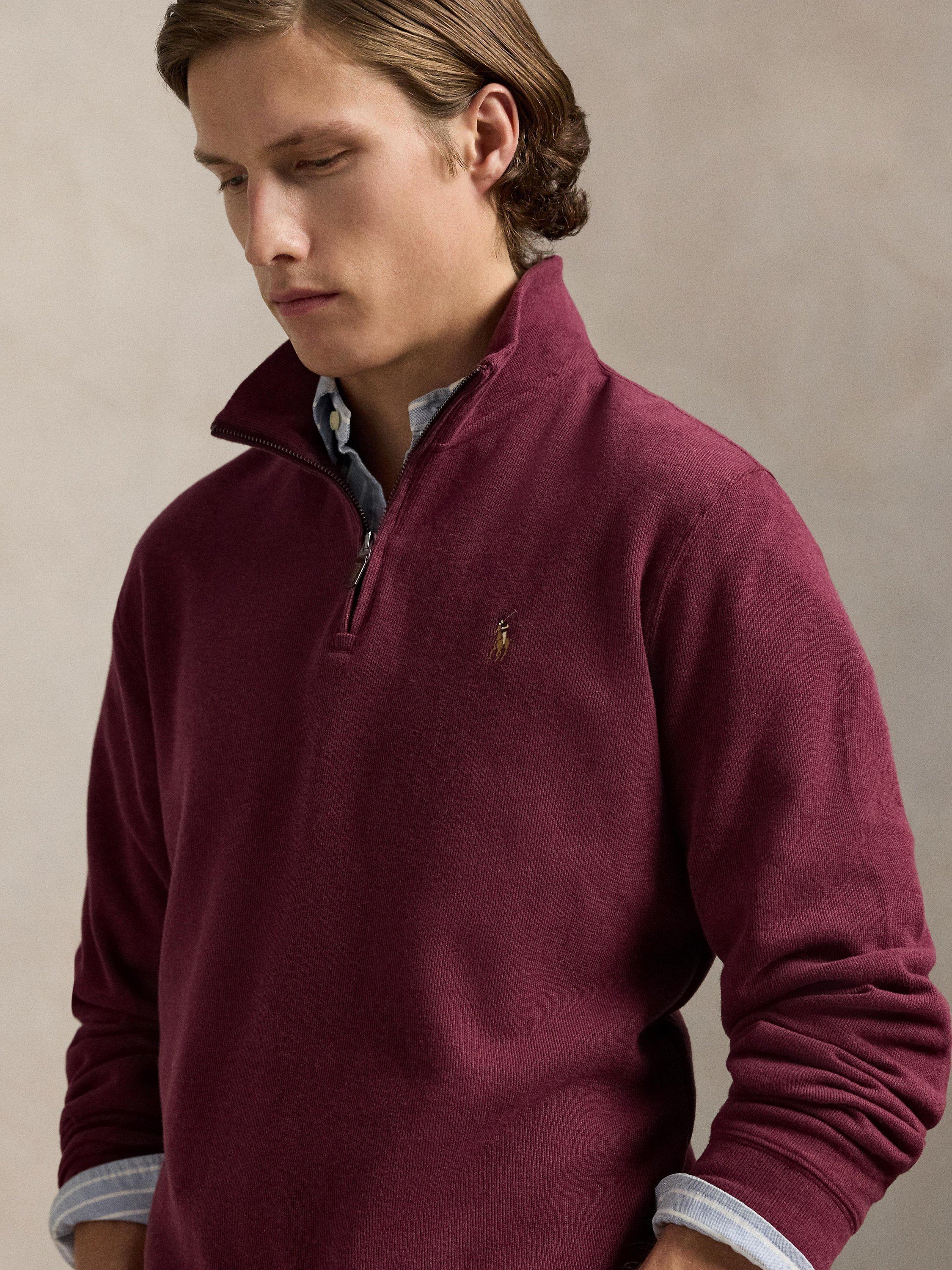 Product image 4 of 6, which shows Polo Ralph Lauren Quarter Zip Estate Rib Pullover Sweater, Red, L