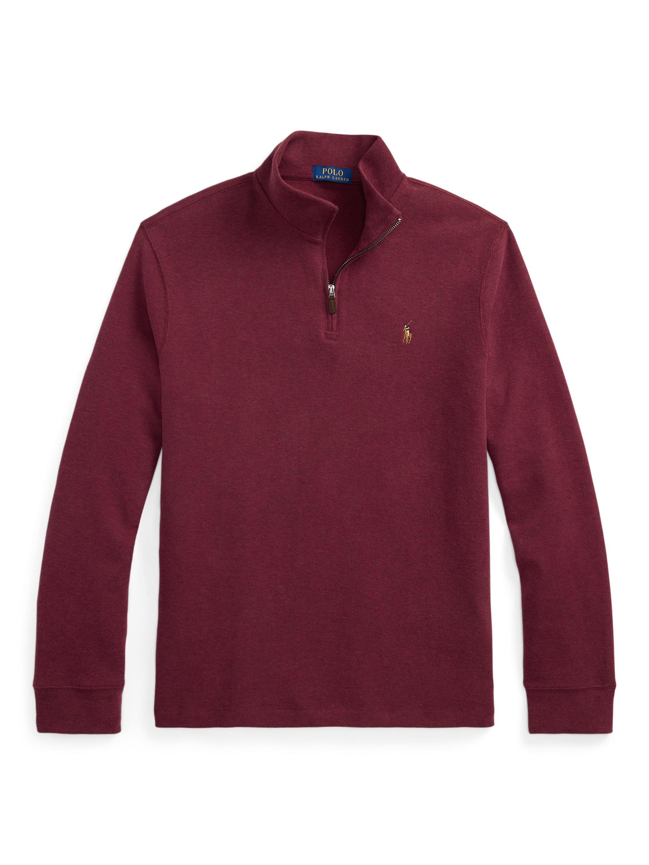 Product image 6 of 6, which shows Polo Ralph Lauren Quarter Zip Estate Rib Pullover Sweater, Red, L