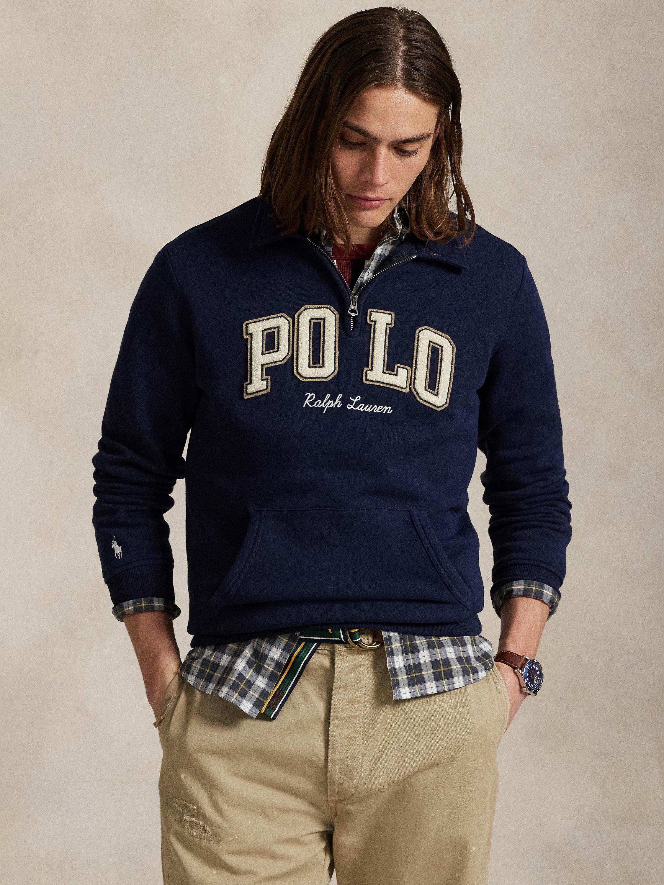 Product image 1 of 5, which shows Polo Ralph Lauren Cotton Blend Quarter-Zip Sweatshirt, Blue Navy, S