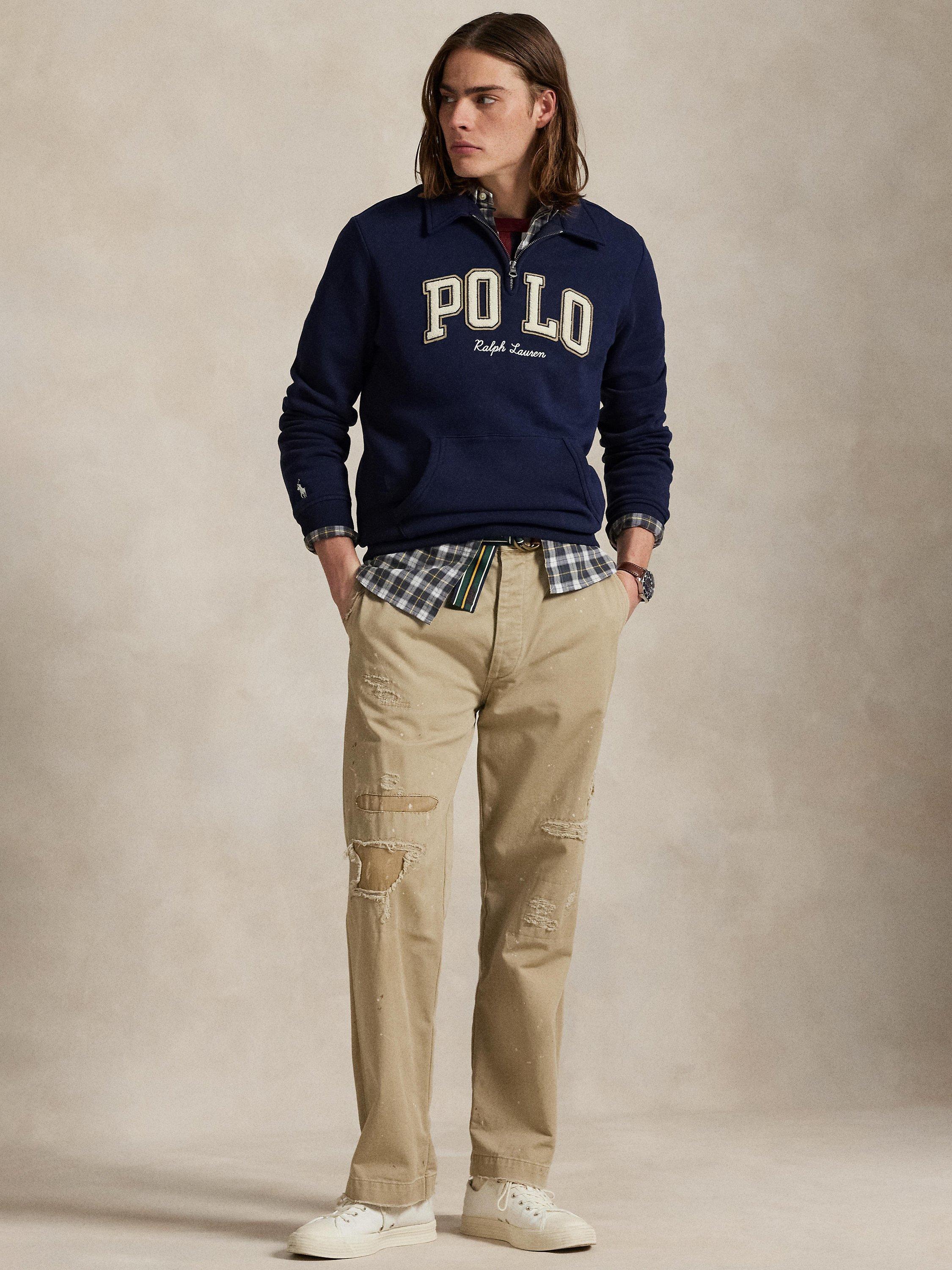 Product image 4 of 5, which shows Polo Ralph Lauren Cotton Blend Quarter-Zip Sweatshirt, Blue Navy, S
