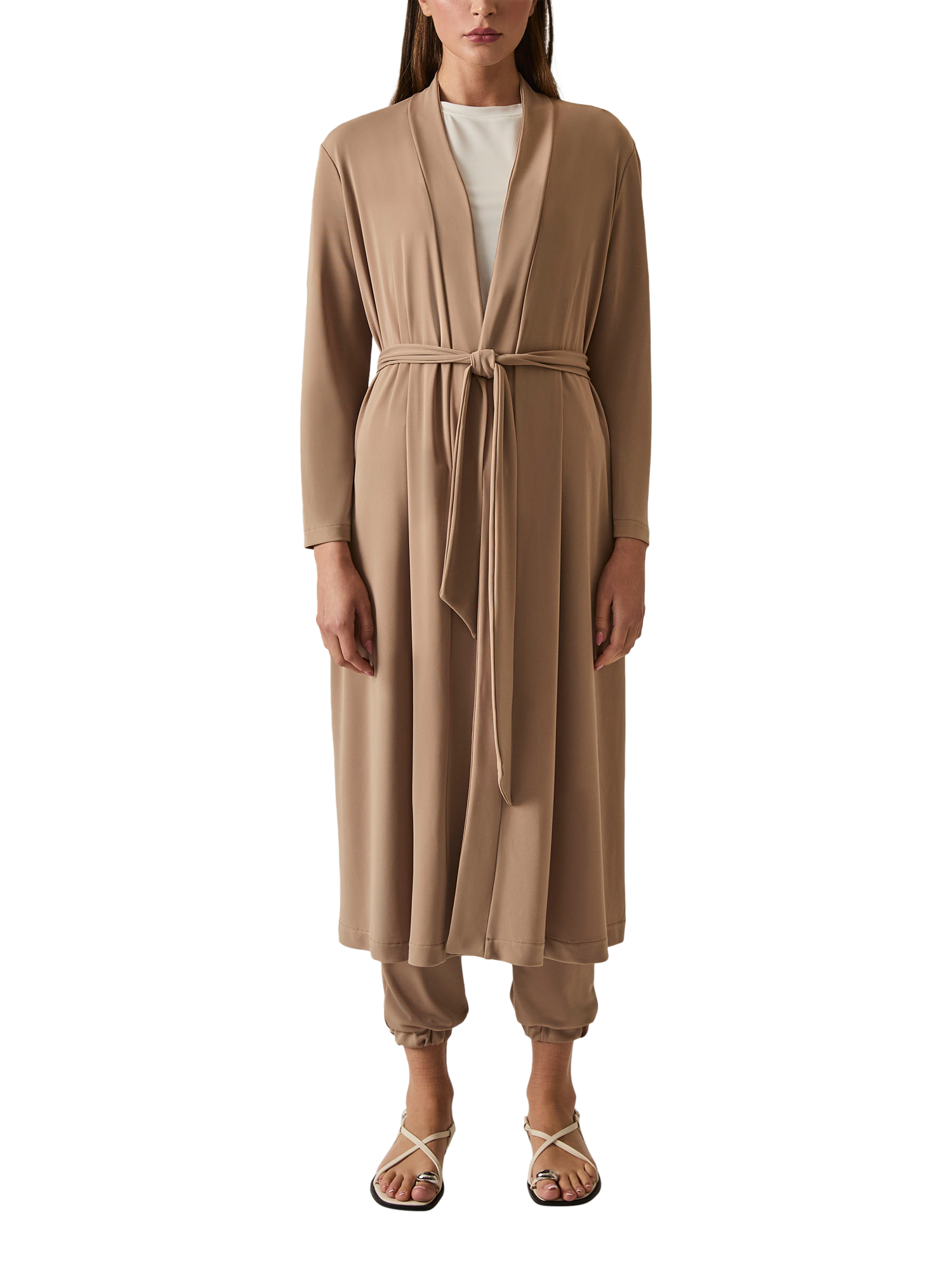 Product image 1 of 6, which shows James Lakeland Jersey Longline Cardigan, Camel, 8