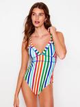 Boden Kasos Stripe V-Neck Swimsuit, Multi