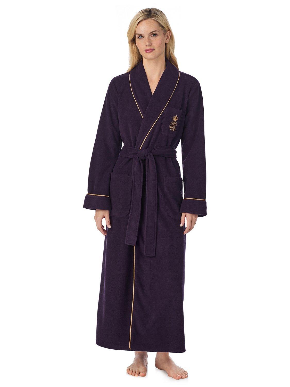 Lauren Ralph Lauren Dalton Fleece Dressing Gown, Aubergine