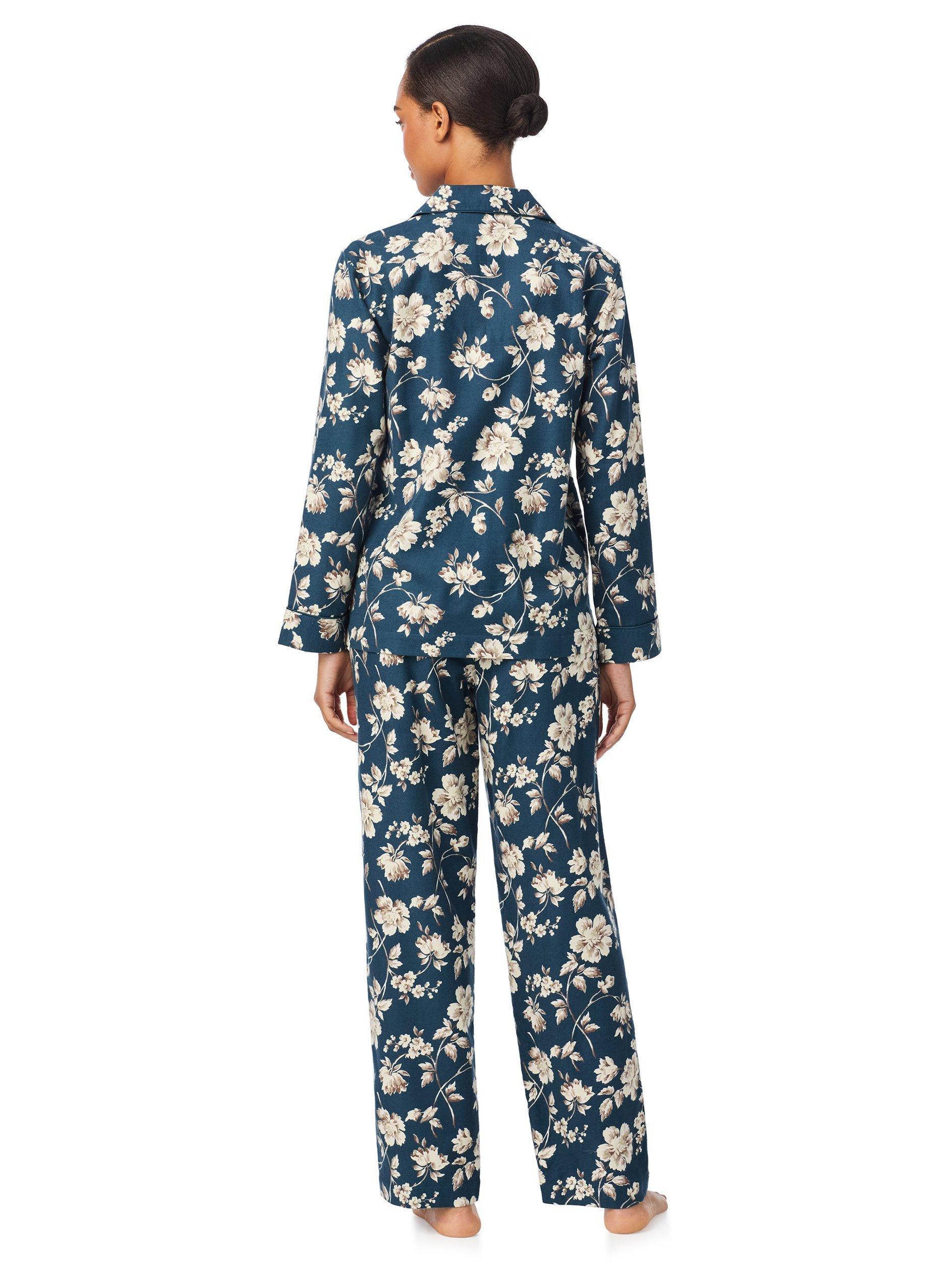 Product image 2 of 3, which shows Lauren Ralph Lauren Floral Button Through Long Pyjama Set , Blue, S