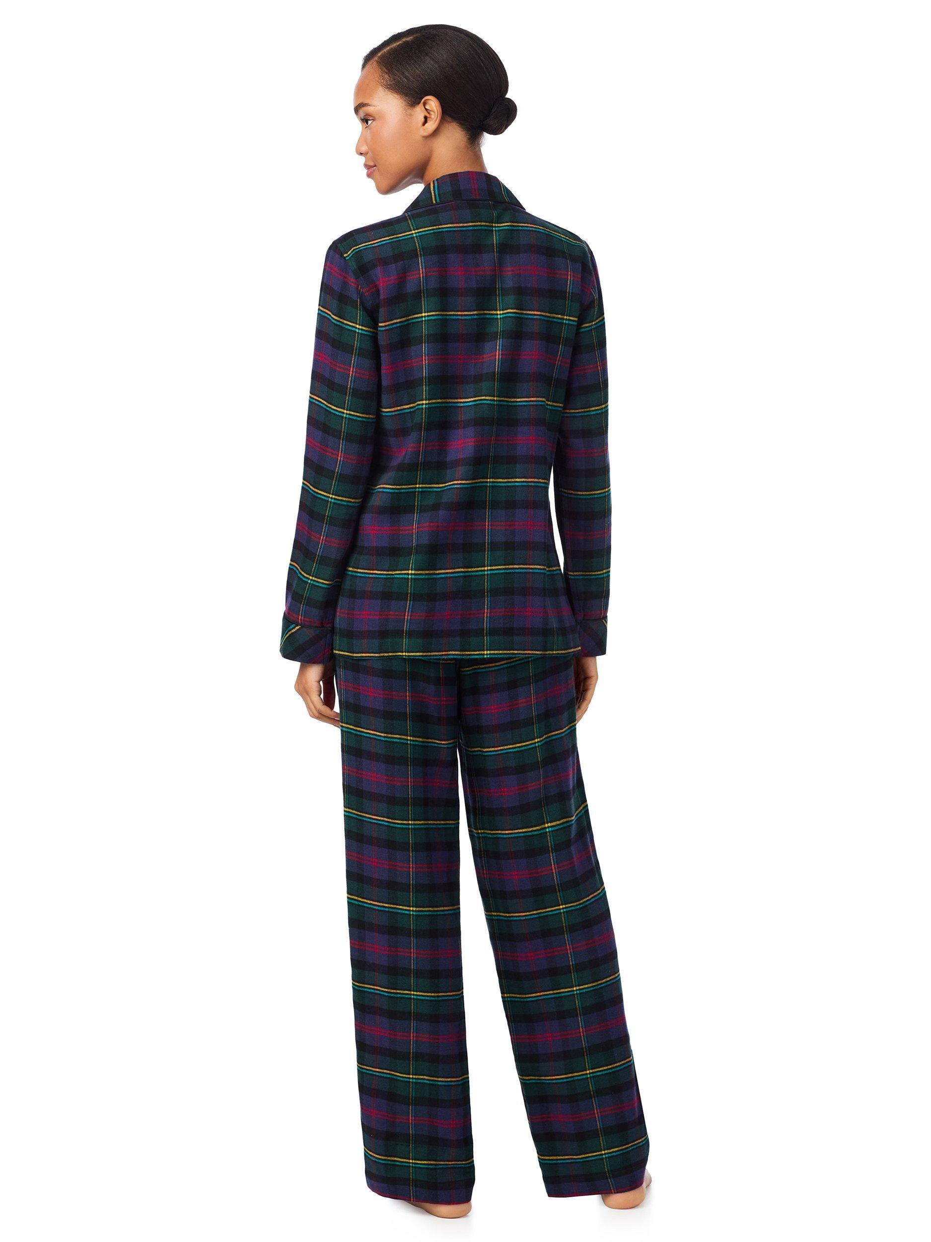 Product image 2 of 4, which shows Lauren Ralph Lauren Brushed Twill Plaid Check Button Through Long Pyjama Set, Multi, M