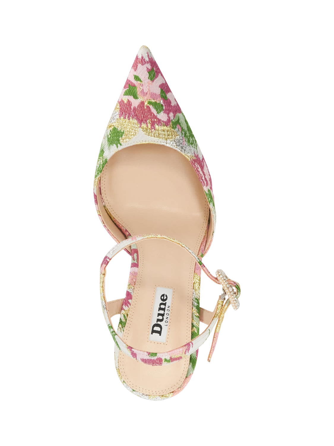 Product image 3 of 6, which shows Dune London Channel Buckle Detail Heeled Court Shoes, Multi, EU36