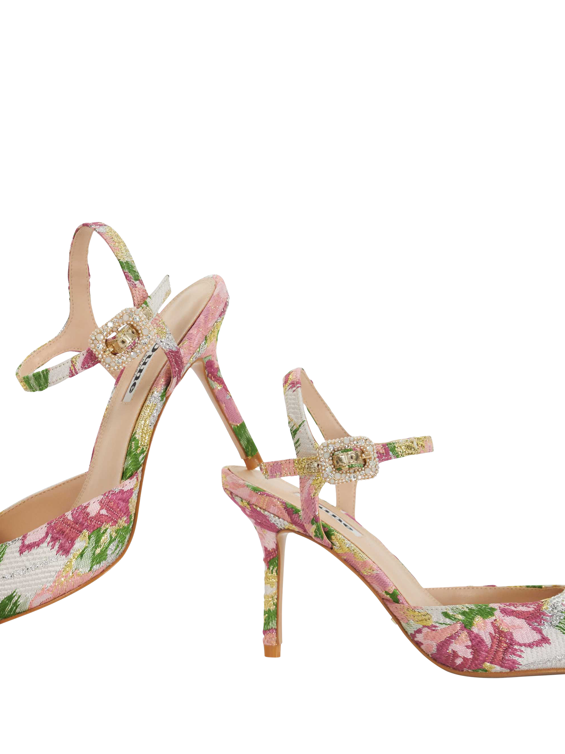 Product image 6 of 6, which shows Dune London Channel Buckle Detail Heeled Court Shoes, Multi, EU36