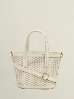 Hobbs Posie Woven Leather Bag, Chalk Beige, Chalk Beige