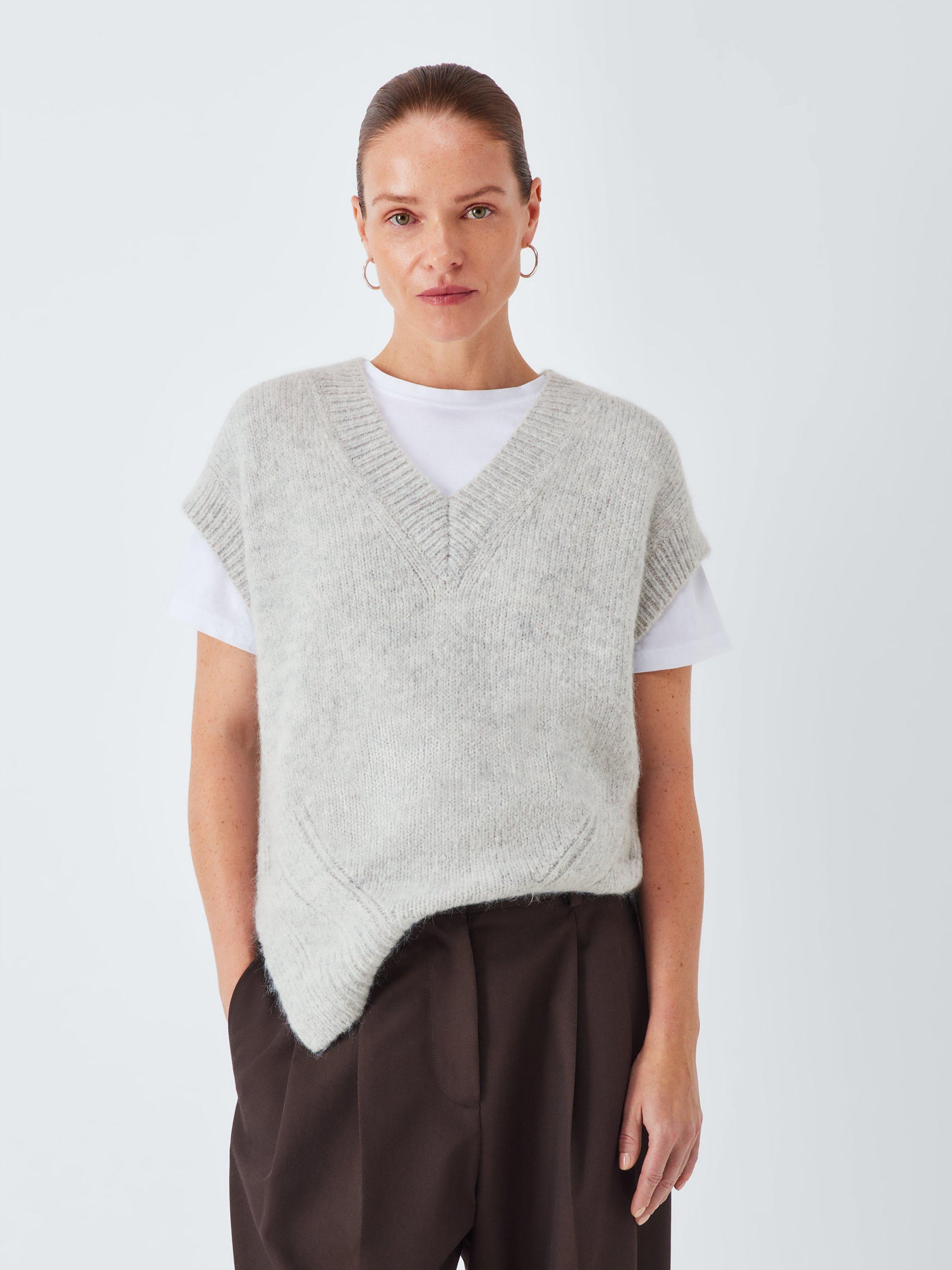 John Lewis Alpaca Wool Blend Sleeveless Tabard, Light Grey