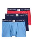 Ralph Lauren Stretch Cotton Logo Waistband Trunks, Pack of 3, Red Multi Red