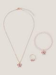 Monsoon Kids' Rhinestone Bow Jewellery Set, Pink