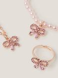 Monsoon Kids' Rhinestone Bow Jewellery Set, Pink