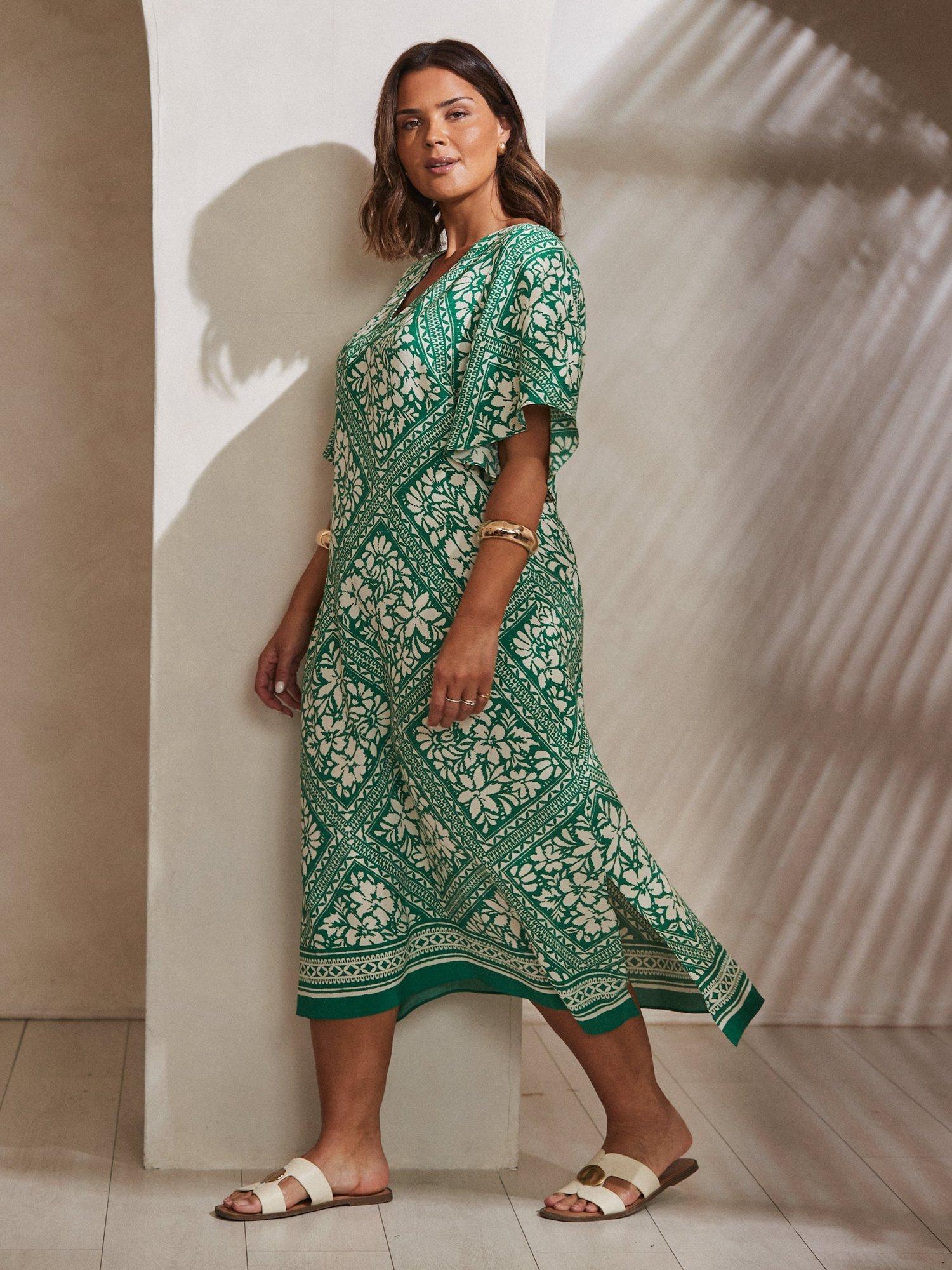 Product image 3 of 4, which shows Live Unlimited Bandana Print Midi Dress, Green, 12R