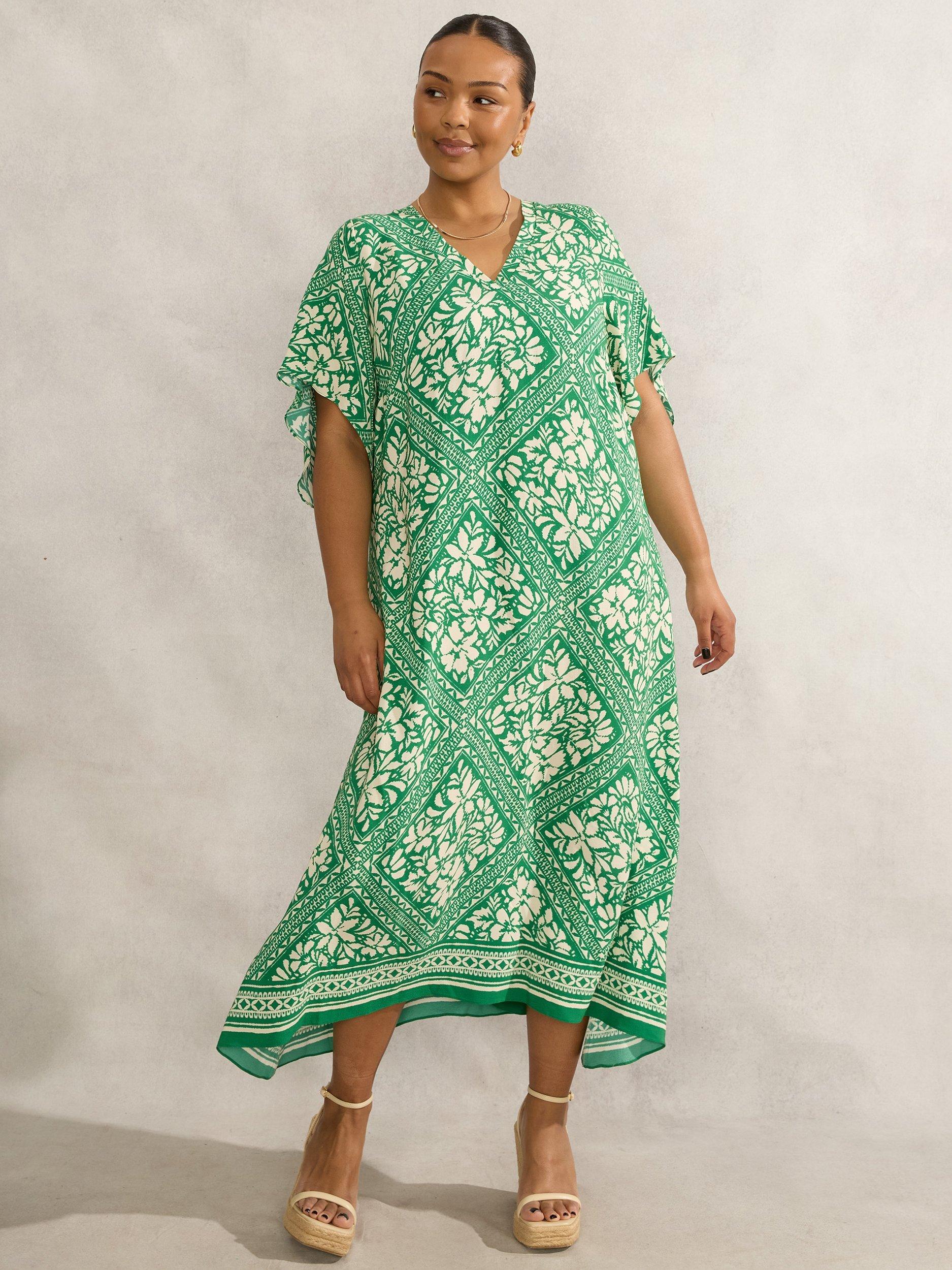 Product image 1 of 4, which shows Live Unlimited Bandana Print Midi Dress, Green, 12Pt