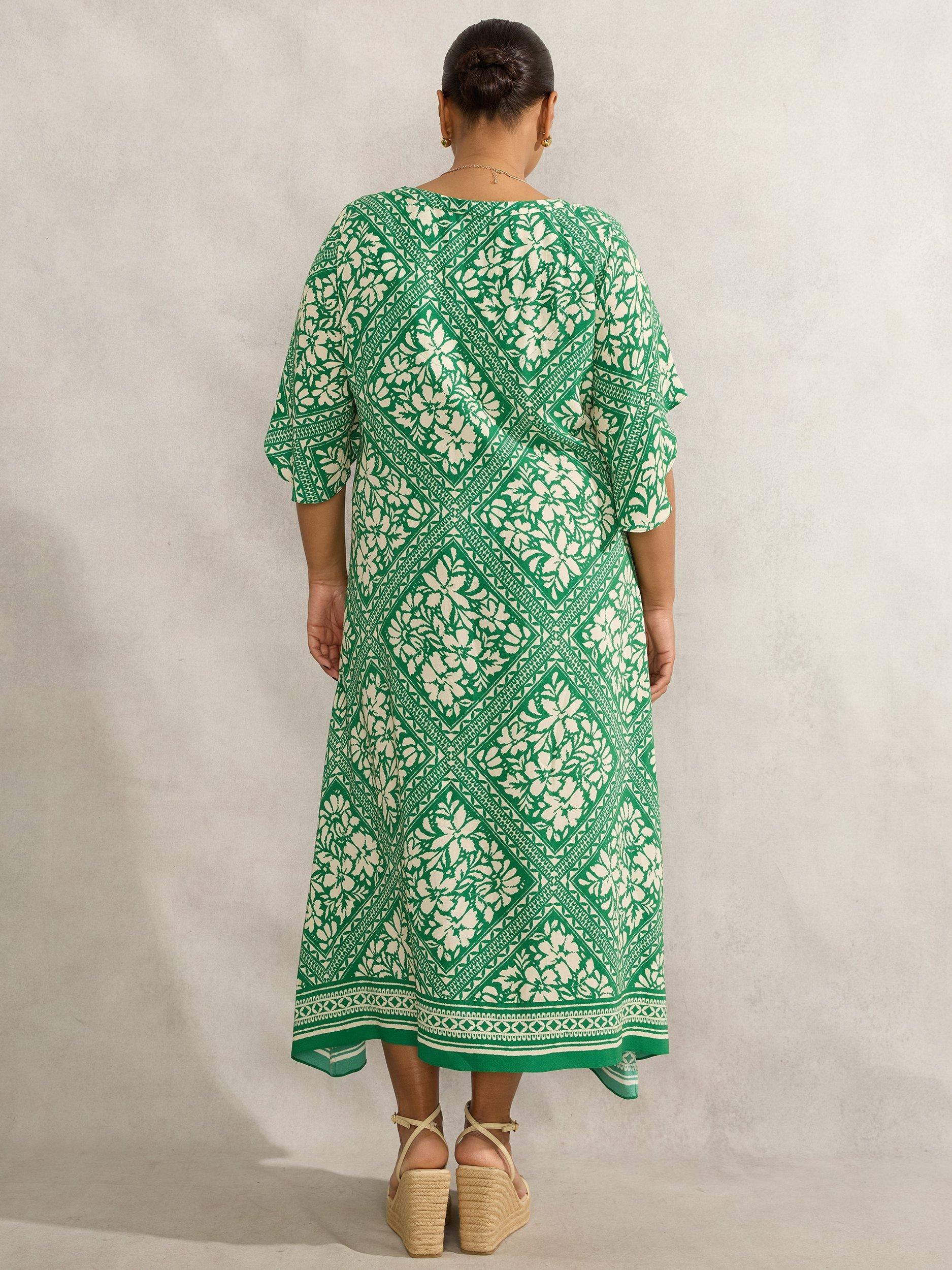 Product image 3 of 4, which shows Live Unlimited Bandana Print Midi Dress, Green, 12Pt