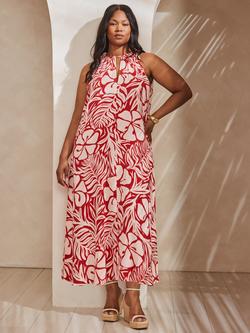 Live Unlimited Curve Floral Print Halterneck Maxi Dress, Red