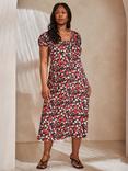 Live Unlimited Curve Gathered Neck Floral Dress, Multi