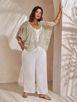 Live Unlimited Curve Paisley Print Kimono, Green - view 2, Green