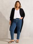 Live Unlimited Curve Longline Open Neck Cardigan, Black