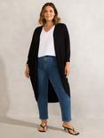 Live Unlimited Curve Longline Open Neck Cardigan, Black